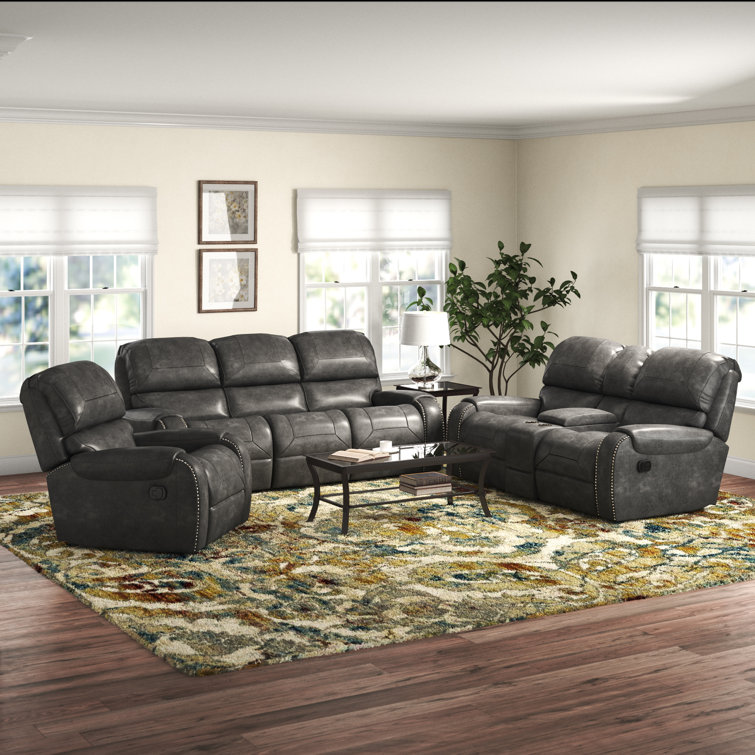 Foundstone™ Lauri Faux Leather Living Room Set & Reviews Wayfair